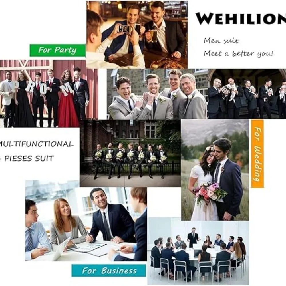Men's clothing Luxury 3 Piece Jacket Pants Vest Male Clothing Slim Fit Costume Homme Blazer Wedding Groomsmen Men Suits Clothing