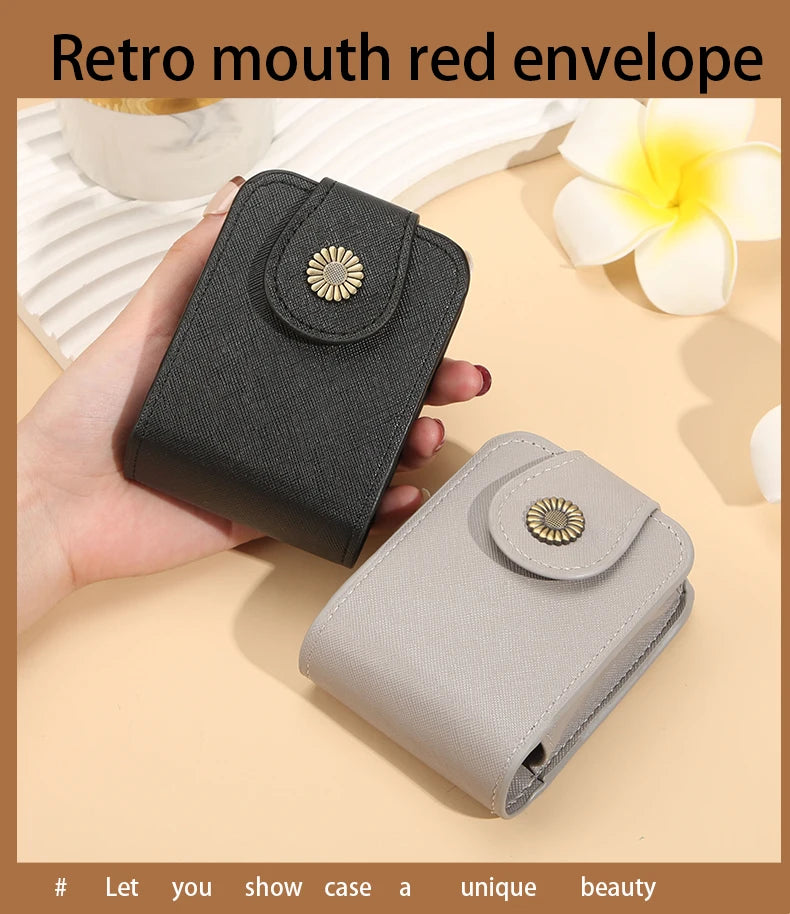 Makeup bag small women's portable makeup box with mirror mouth red envelope storage bag mini women's bag