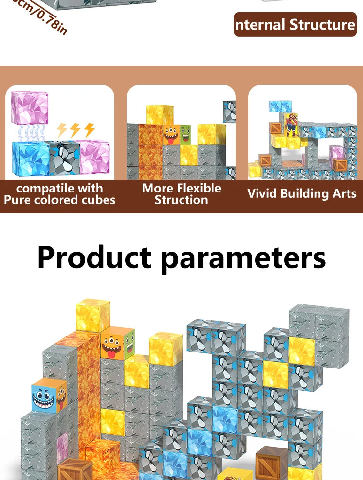 Magnetic building blocks DIY space toys, birthday gifts for boys and girls over 3 years old, easy to assemble and safe design
