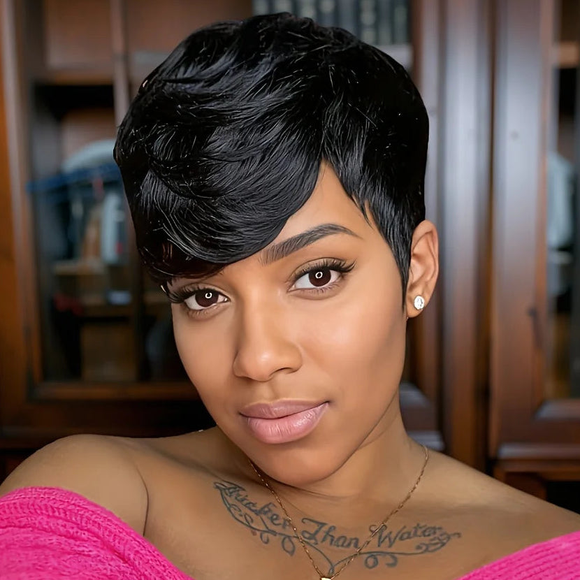 Black Curly Pixie Wig