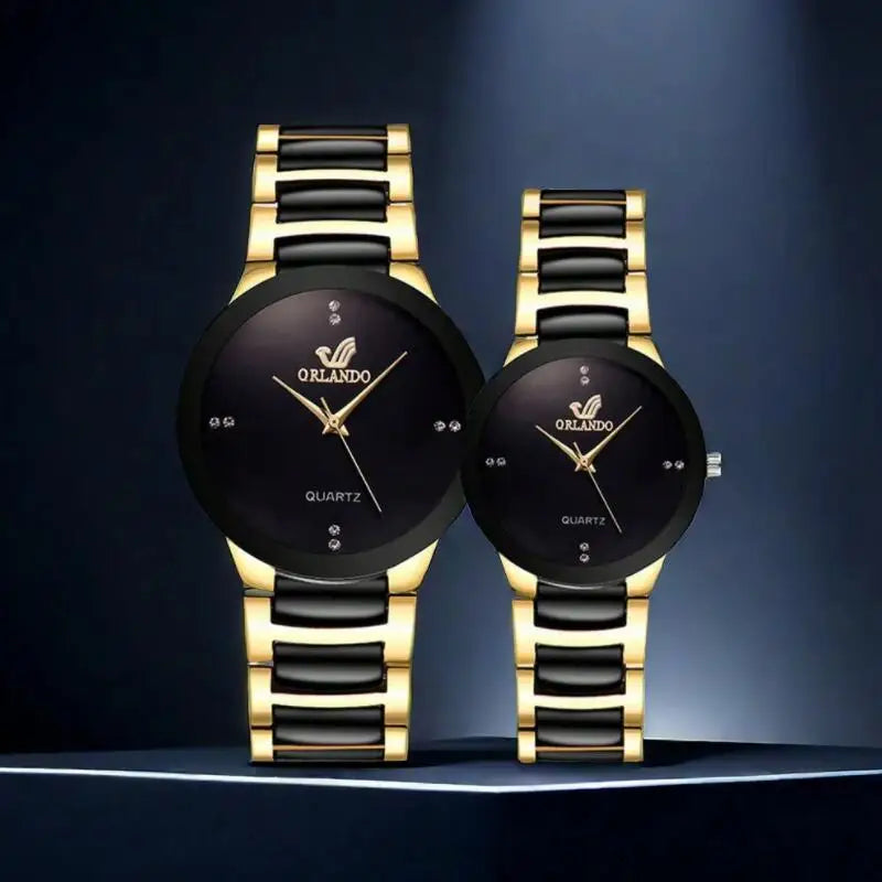 ORLANDO Hombres Lujo Relojes Recién Llegados Genial Negro Oro Cuarzo Acero Reloj de Pulsera Exquisito Masculino Relogio Moda Reloj