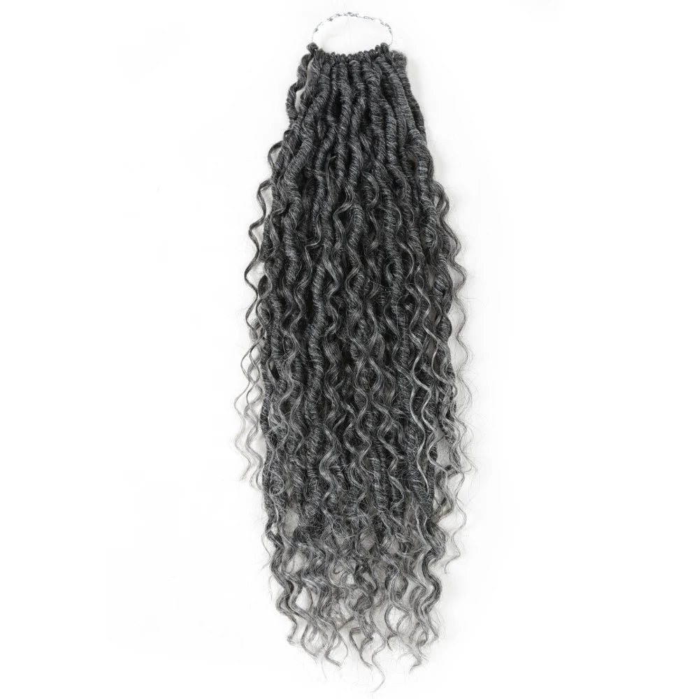 Synthetic Goddess Locs Crochet Hair Braids Curly Faux Locs Braiding Hair Extensions Wig For Women Black Hippie Boho Style