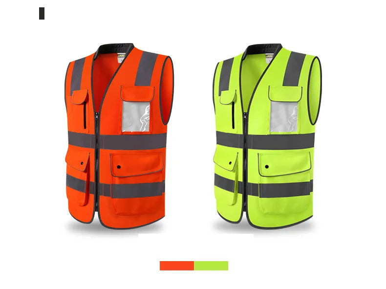 Road Work Vest for Man With Pockets Hi Vis Vest Outdoor Construction Protective Workwear Work Wear Vest