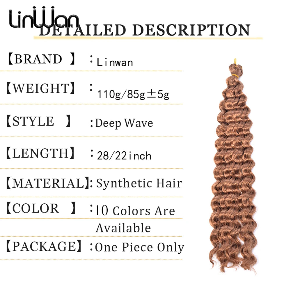 LINWAN Synthetic Curly Hair 24 Inch Water Wave Twist Crochet Braid Hair Ombre Pink  Deep Wave Braiding Hair Extension