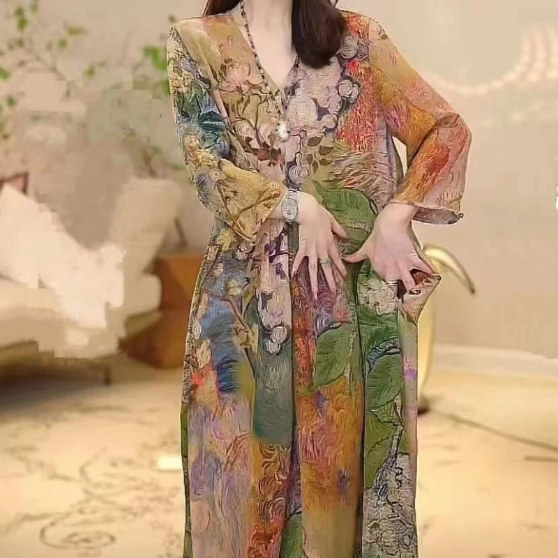 Design-sensual Long Dress for Women New French High-end Temperament Romantic Printed Fashionable Skirt