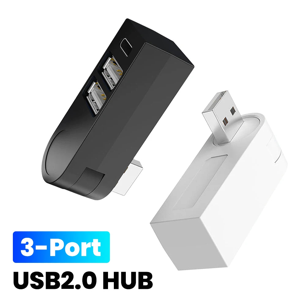 3 in 1 USB HUB 270° Rotatable Multi-ports USB 2.0 Hub Laptop Office Multi Function Reading U Disk Adapter Type C High Speed HUB