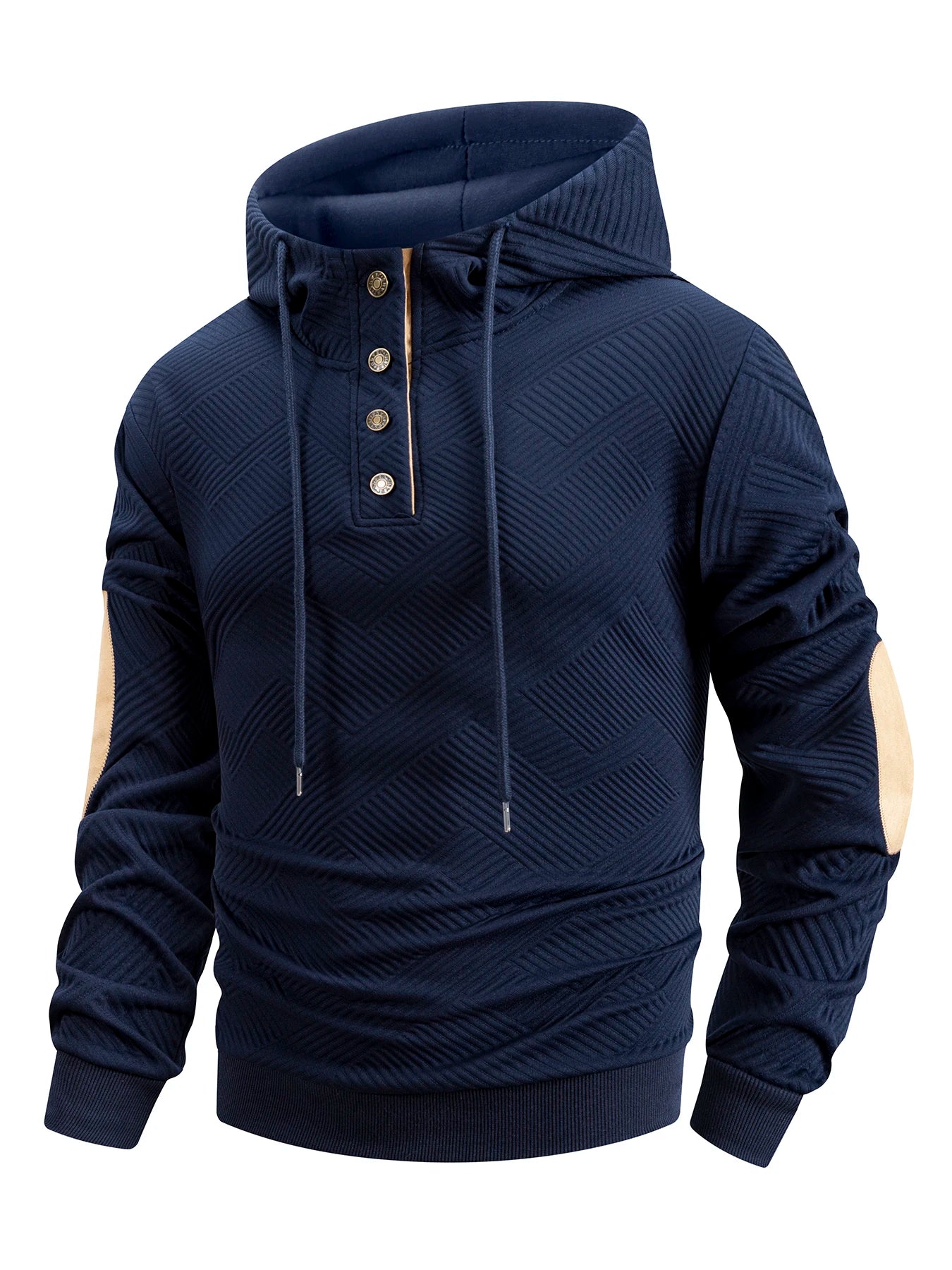 Men's Hooded Sweatshirts Stand Collar Long Sleeve Casual Knitted Hoodies Autumn Winter Casual Pullover Comfortable Streetwear