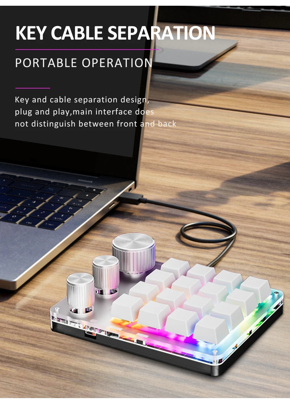 16 Keys 3 Knobs Mechanical Gaming Keyboard USB Wired Bluetooth-Support/ 2.4G Programming Macro Keyboard Custom Hot-swap Keypad