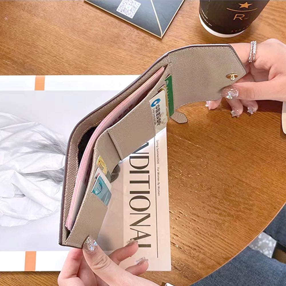 Cartera corta de lujo de diseñador para mujer, de cuero genuino, monedero de marca de moda con iniciales personalizadas, tarjetero de piel de vaca para señora