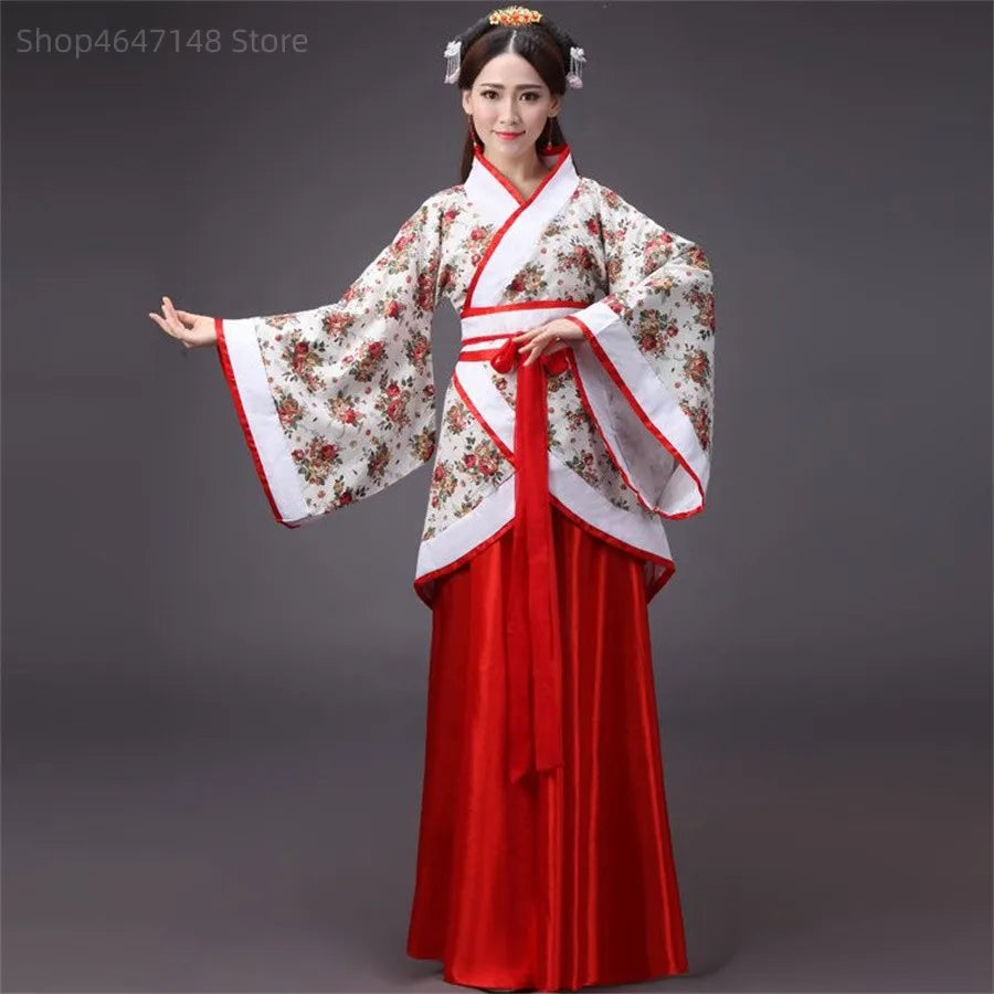 Chinese Traditional Clothing for Women Dress Hanfu Folk Dance Performance Fairy Dresses Ancient Costume Festival Outfit Retro