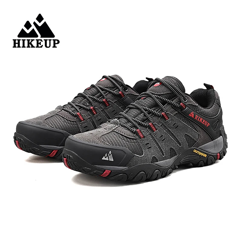 HIKEUP Zapatillas de senderismo para hombre de cuero de ante, calzado de exterior resistente al desgaste, zapatillas tácticas de trekking, senderismo y caza para hombre