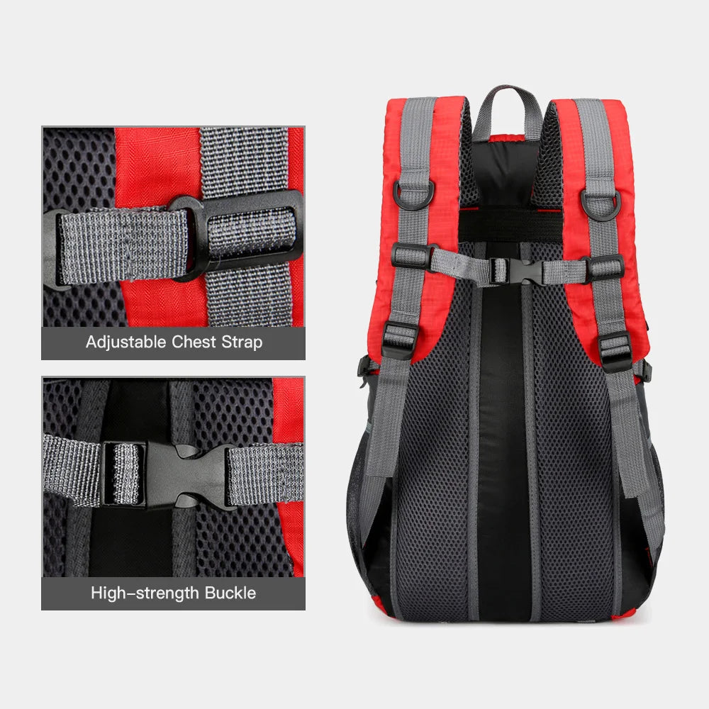 Mochila de senderismo de 40 L impermeable, ligera, para senderismo al aire libre, mochila de viaje para hombres y mujeres, mochila de montañismo