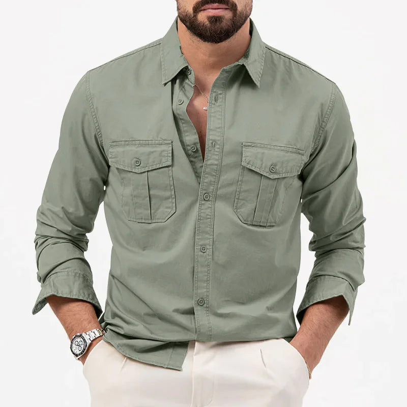 Men Shirt Mens Business Casual Shirts New Arrival Men Famous Brand Clothing Army Green Long Sleeve Camisa Masculina