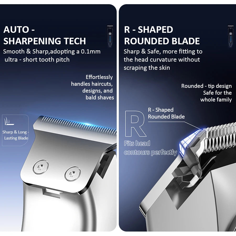 Hair Clipper Hair Cutting Machine USB Rechargeable Cordless T Blade Barber Hair Cut Grooming Home Use for Styling Beard Trimmer