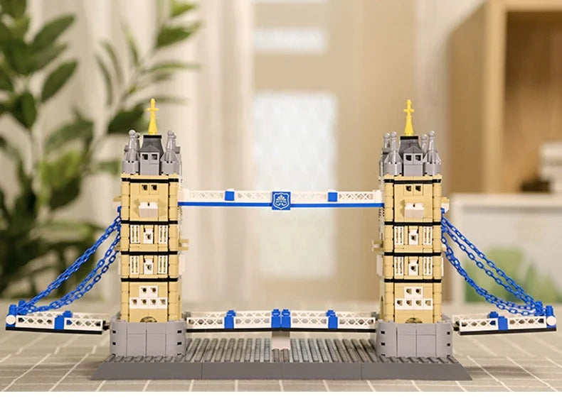 Creative Construction World Famous Modern Building Modelo de Arquitectura de Ladrillos Puente de la Torre de Londres, Inglaterra, Colección de Juguetes para Niños
