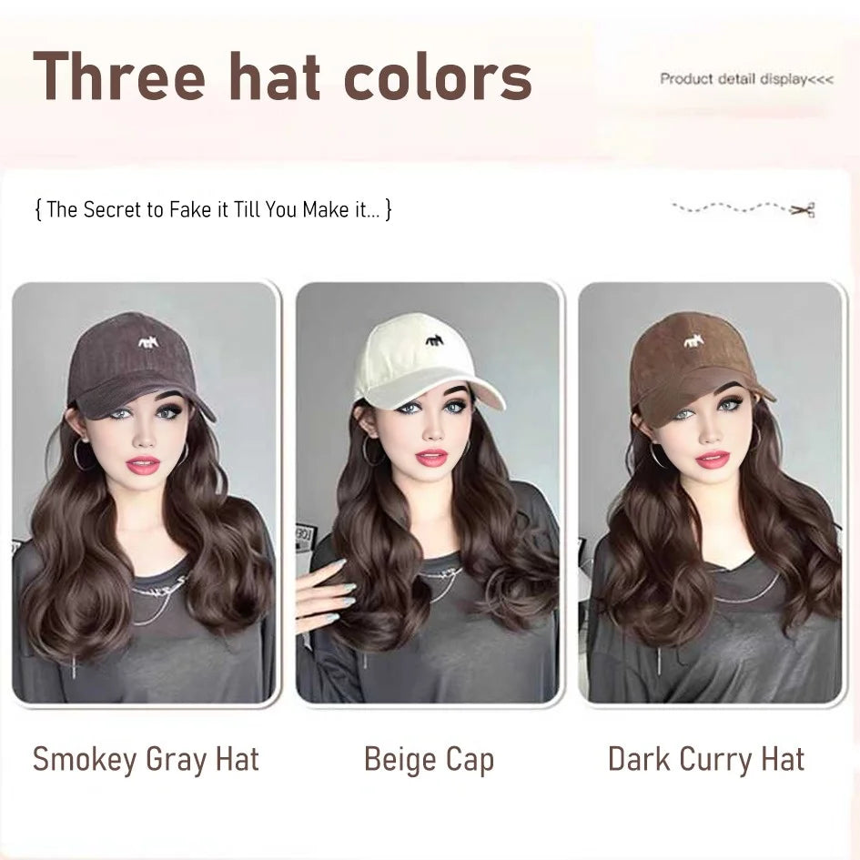 synthetic 30/40cm45cm wig baseball cap long straight hair wig duck tongue cap bobble head curly hair ponytail bob Christmas gift