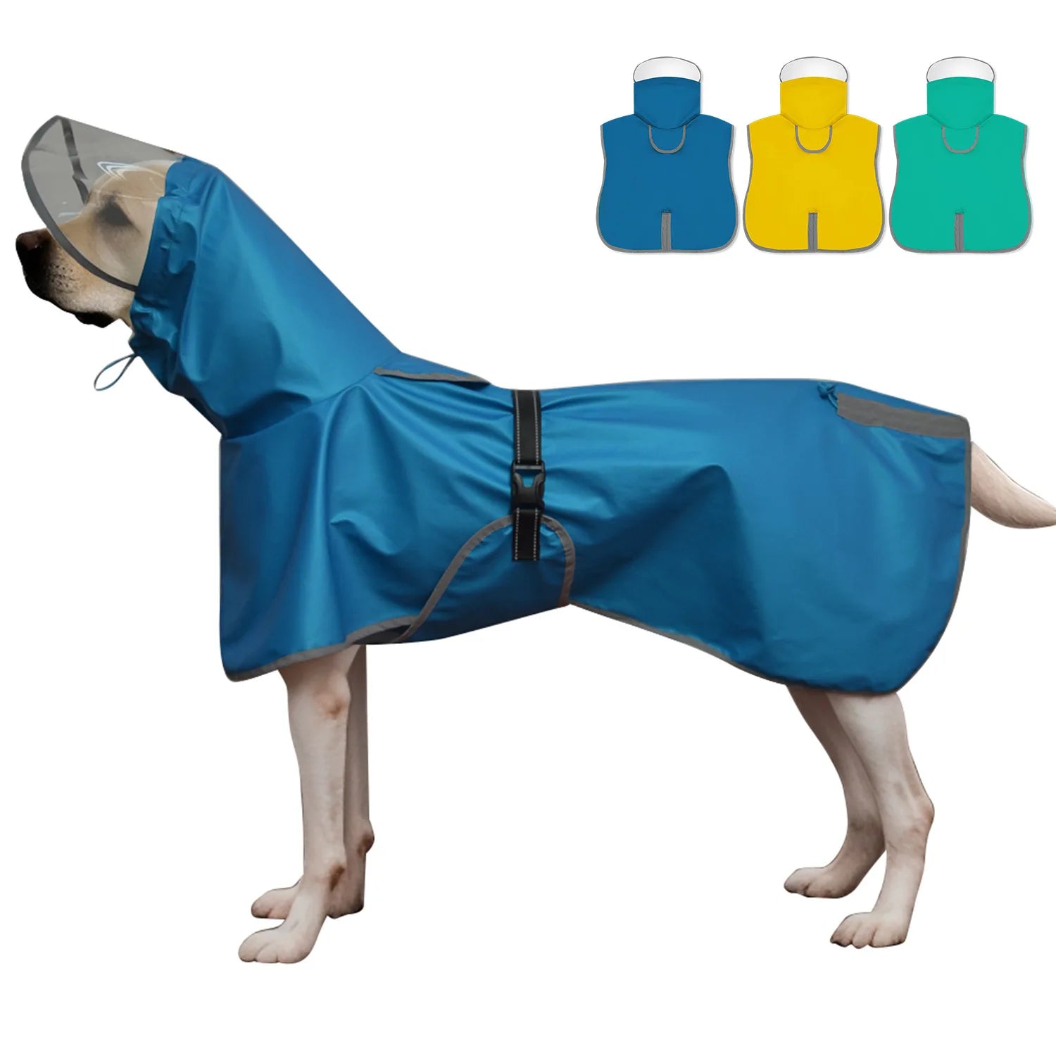 Imperméable à capuche pour animaux de compagnie réglable et léger, équipement de protection contre la pluie pour chien, conception de bande réfléchissante, adapté à toutes les saisons