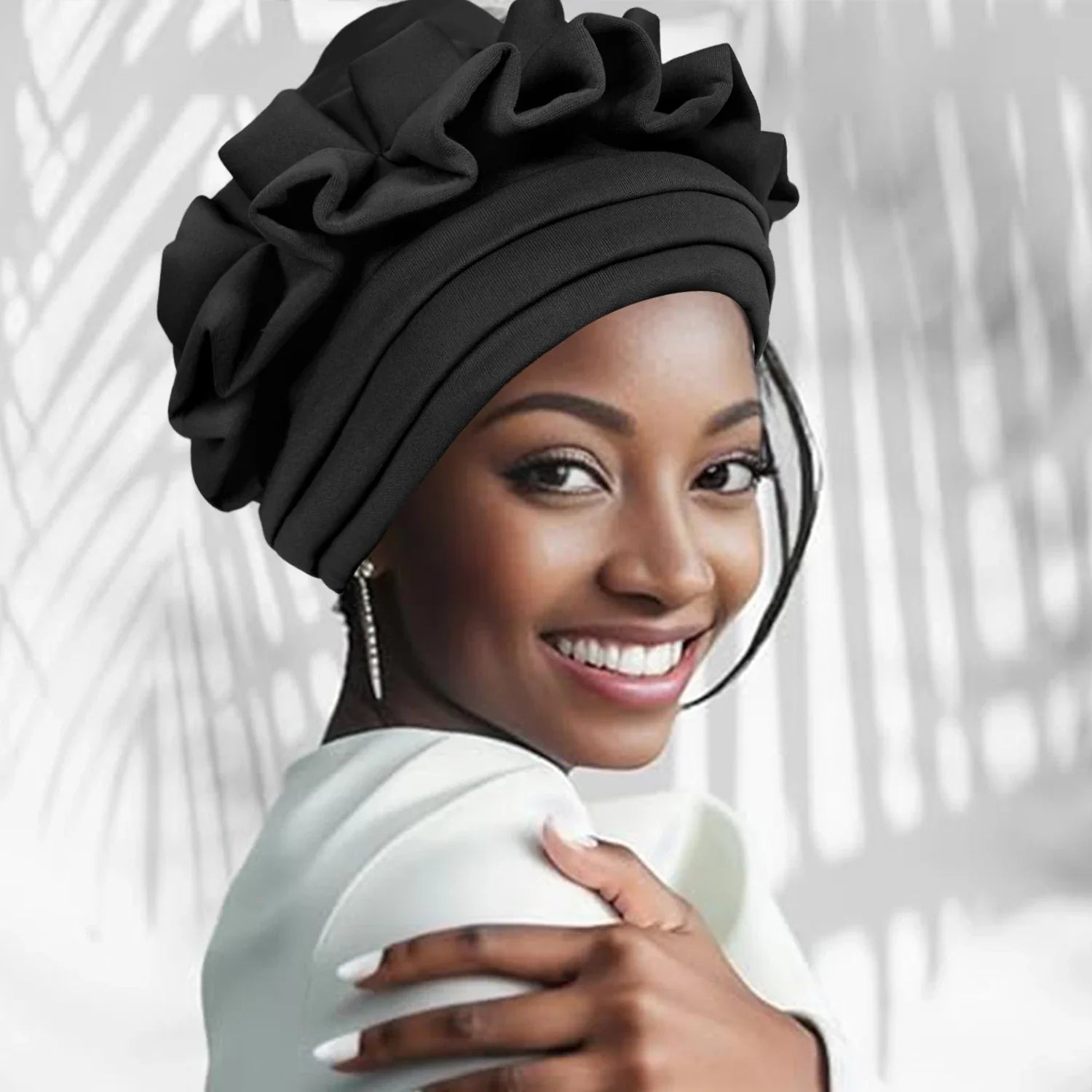 Women’s Raw Silk Pleated Turban – Elegant, African-Inspired & Perfect for Special Occasions