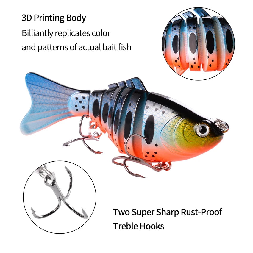 1pcs/Winter fishing gear Bionic Multi-section Swim hard bait  Artificial Wobbler Trolling pike carp crank lure