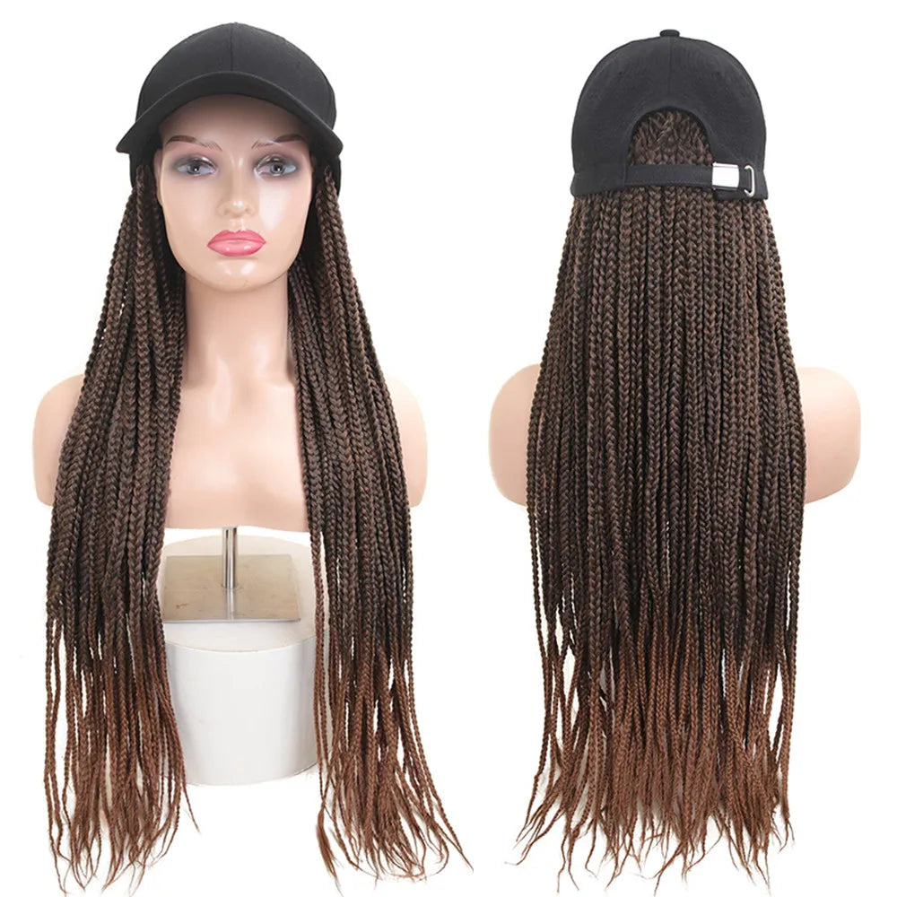 Synthetic Crochet Hair Woman Wigs Big Size Baseball Hat Wig 26inch Long Braided Wigs for Women Daily Party Cosplay Wig Female