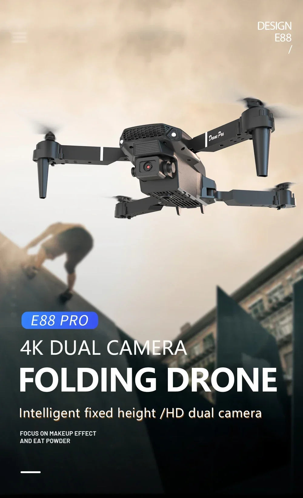 Dron profesional mini de control remoto E88 4K HD con cámara aérea WiFi FPV, cuadricóptero plegable, helicóptero RC, juguete para niños, regalo
