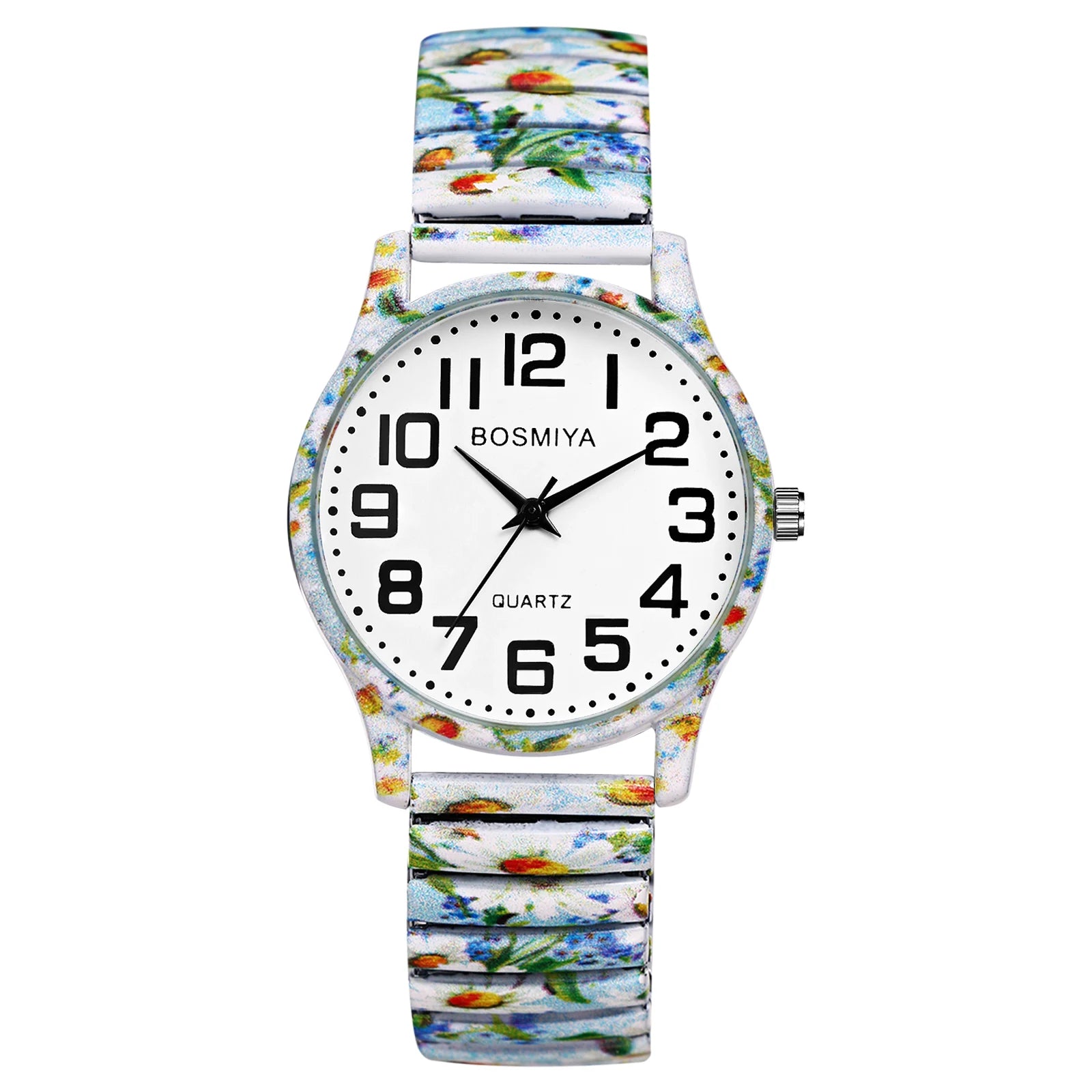 LANCARDO Men's and Women's Elastic Band Watch Quartz Watch Easy to Wear Arabic Numerals Scale Printing Decoration