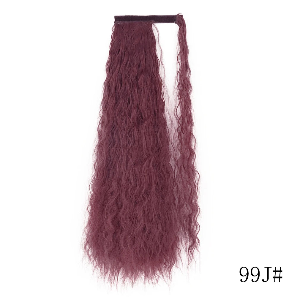 LISI GIRL Synthétique 22/34 Pouces Queue de Cheval enroulée Extensions de Cheveux Bouclés Afro Longs Postiches Queue de Cheval Faux Cheveux Résistant à la Chaleur