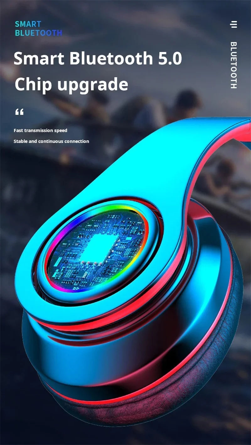 Headsets Gamer Headphones Blutooth Surround Sound Stereo Wireless Earphone USB With MicroPhone Colourful Light PC Laptop Headset