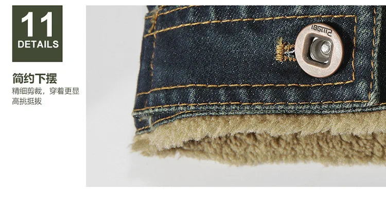Men Denim Jackets Winter Coats Fleece Warm Jeans Jackets High Quality Male Casual Blue Denim Jackets New Fashion Jeans Coats 5XL