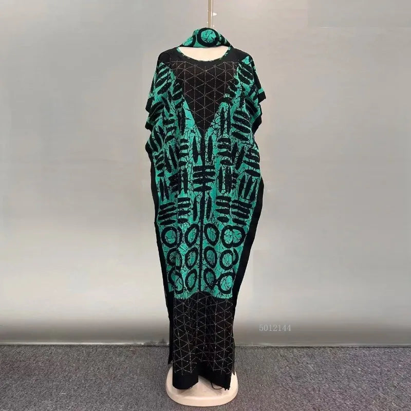 Nuevo Vestido de Algodón Suelto Casual de Verano Transpirable con Estampado Africano de Oriente Medio para Mujer