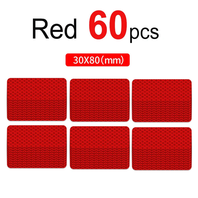 10~60pcs Bicycle Reflective Stickers Secure 30x80mm Warning Strip Car Motorcyle Night Saftety Mark Bicycle Rim Frame Reflector