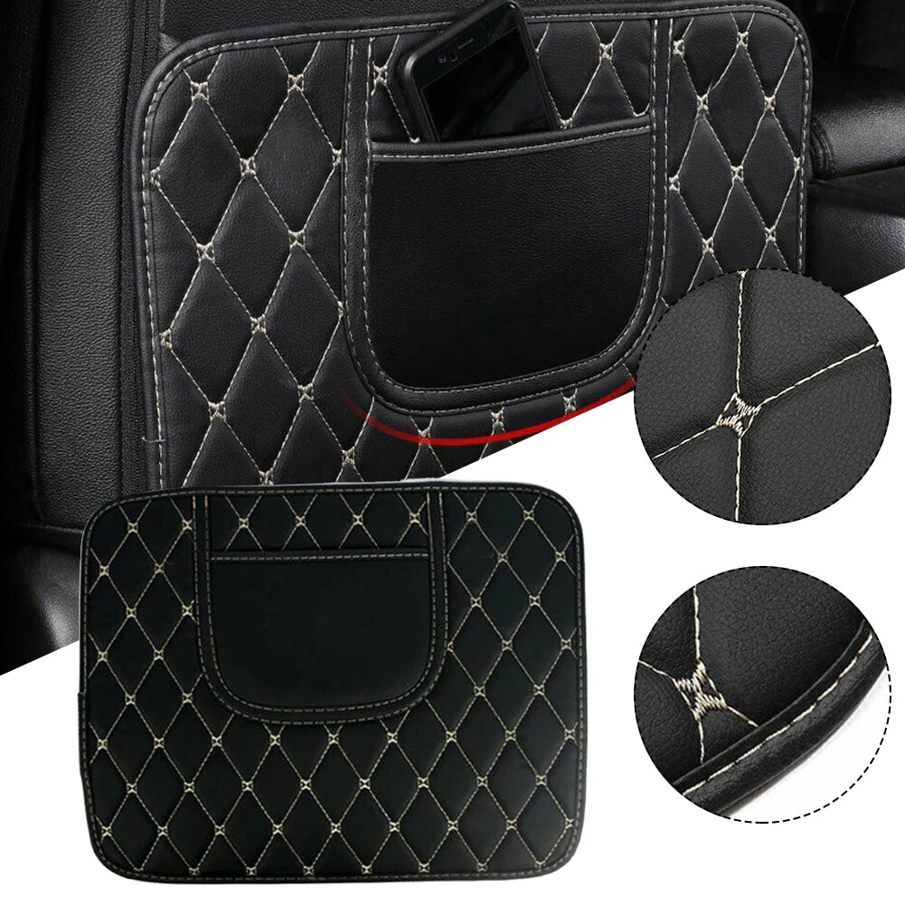 1 alfombrilla protectora para el asiento trasero del coche, alfombrilla antisuciedad, cuero de PU negro, impermeable, resistente a los arañazos, almacenamiento, accesorios para el interior del coche