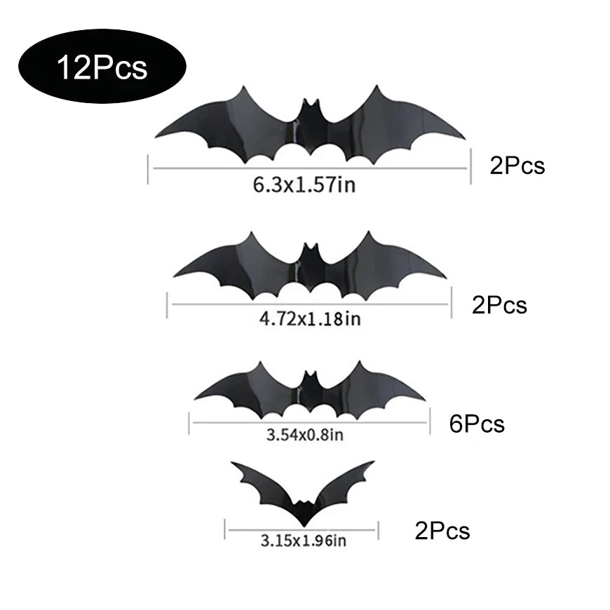 Halloween Bats Decoration,Black Pvc Bats On The Wall Decor,Halloween Bat Wall Stickers,Horror Front Porch Decor
