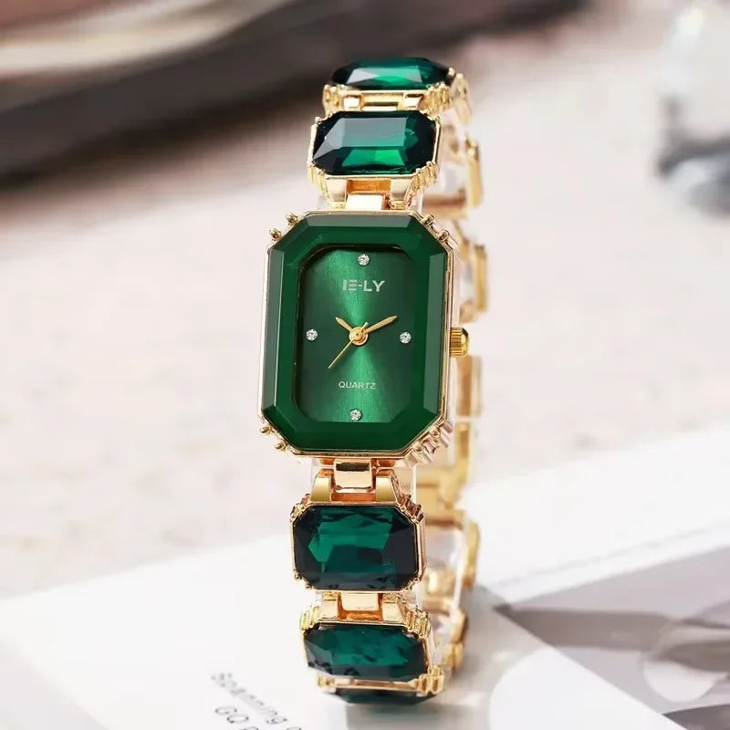 Big Colorful Diamond Quartz Watch for Women Fashion Ladies Luxury Gift Wristwatch Famous Rhinestone Strap Clock Dropshipping