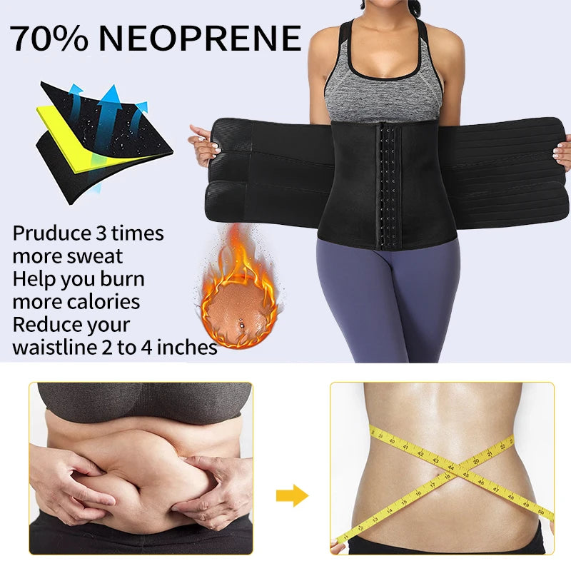 Women Waist Trimmer Tripple Belts Body Shaper Trainer Shapewear Girdle Tummy Control Slimming Fat Burning Postpartum Sheath Belt