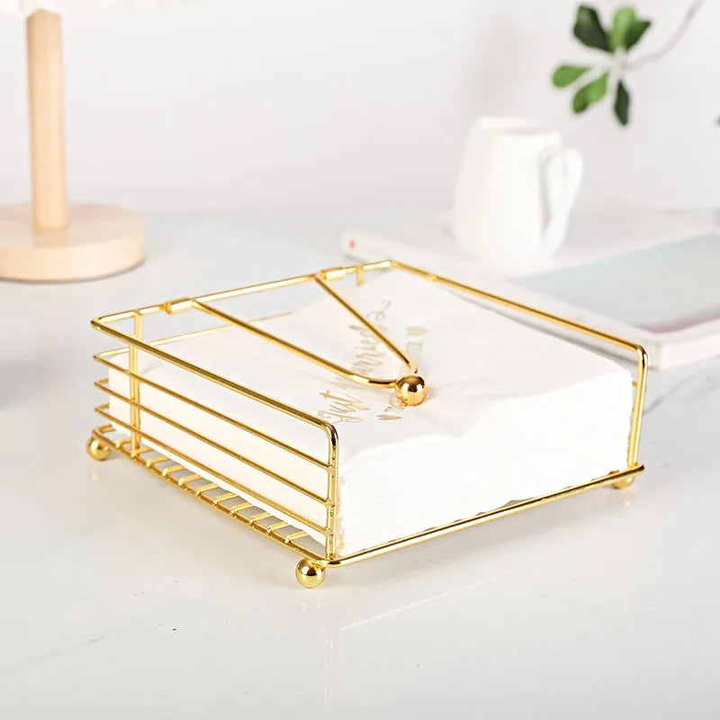 Napkin Holder, Suitable for Kitchen, Restaurant, and Outdoor Use, Matches Various Dining Room Decor Styles, Black,Gold