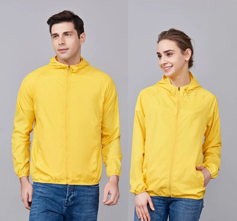 JNLN Men Women Hiking Jackets Waterproof Sun Protective Windbreaker Unisex Camping Climbing Outdoor Rain Coat Portable Clothes