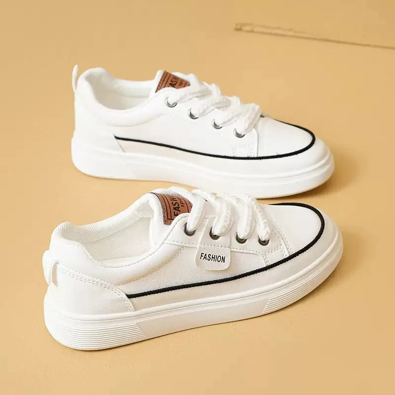 Breathable Round Toe Flat Sneakers - Lace Up Low Top Shoes for Leisure Walking Running Jogging