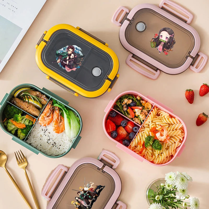Demon Slayer Kimetsu No Yaiba Lunch Box Cartoon Anime Figures Dinner Pail Student Office Workers Large Capacity Sealed Bento Box