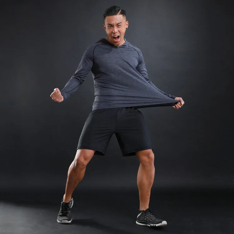 Men Hoodies Summer Running Fitness Casual Hooded Quick Dry Sweatshirts Solid Pullover Shirts with Hood Outdoor Gym Hoodie Man