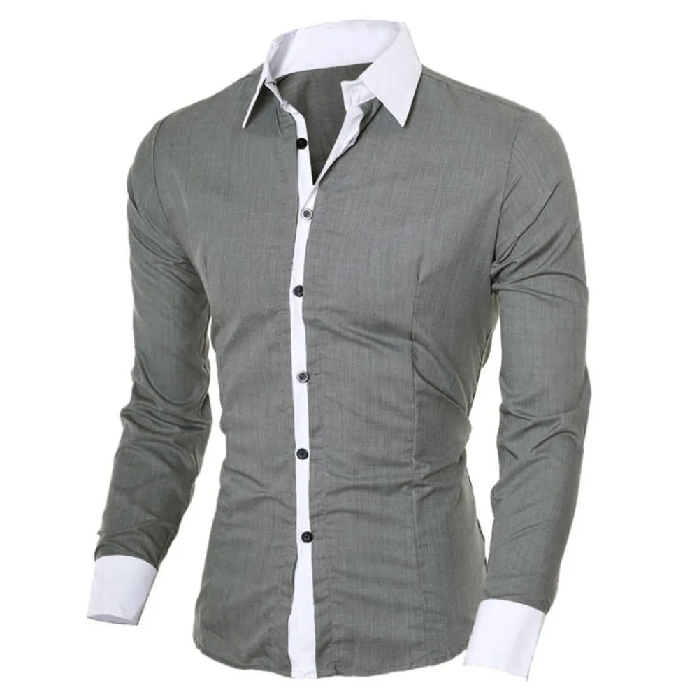 Men's Shirts Fashion Personality Mens Casual Slim Long-sleeved Shirt Top Blouse Black White Men Shirt Style Men Clothing Shirts