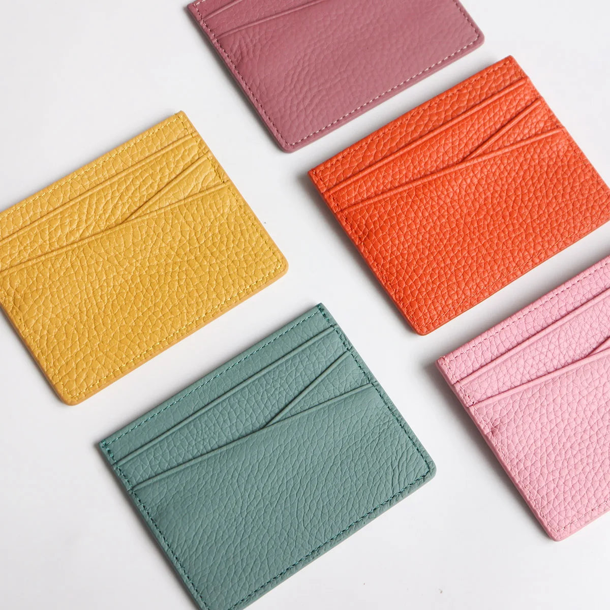 Tarjetero de lujo 100% cuero genuino para negocios, hombres, identificación, estuche para tarjetas de crédito, moda, regalo para mujeres, mini cartera delgada