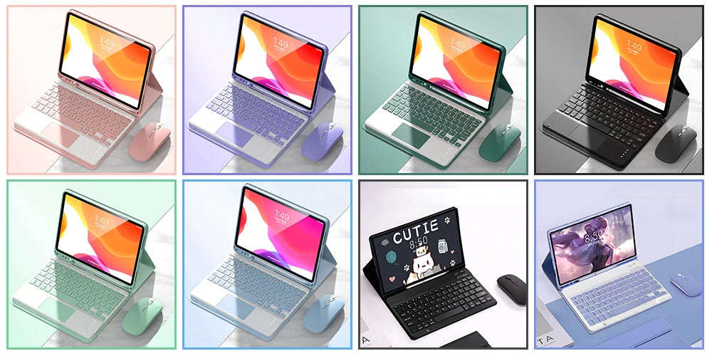 Teclado y ratón inalámbricos Bluetooth para IOS Android Windows Tablet para iPad Air Mini Pro teclado español coreano portugués ruso
