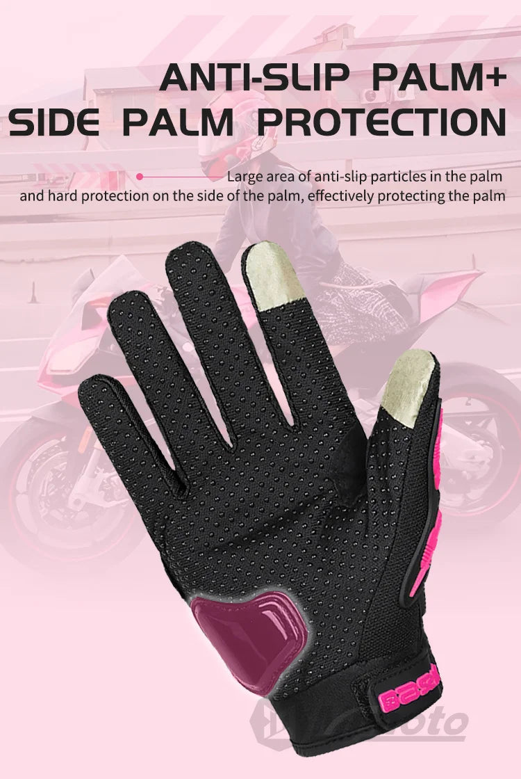 AXIO New Lady Pink Motorcycle Cycling Gloves Touchscreen Motocross Glove Wear-resistant Non-slip Motorbike Glove Mesh Breathable