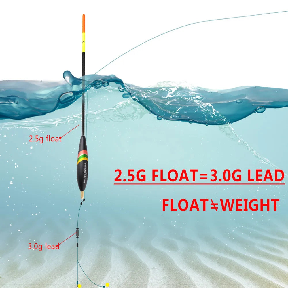 5 accesorios de pesca al aire libre para flotador de pesca con plomo, gran flotabilidad y cola engrosada
