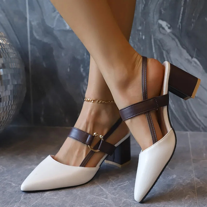 Women's Shoes Trend Shoe Genuine  Medium Heel Block Heels Mirror Luxury Designer Chunky Sandals Ladies Sexy Sandal