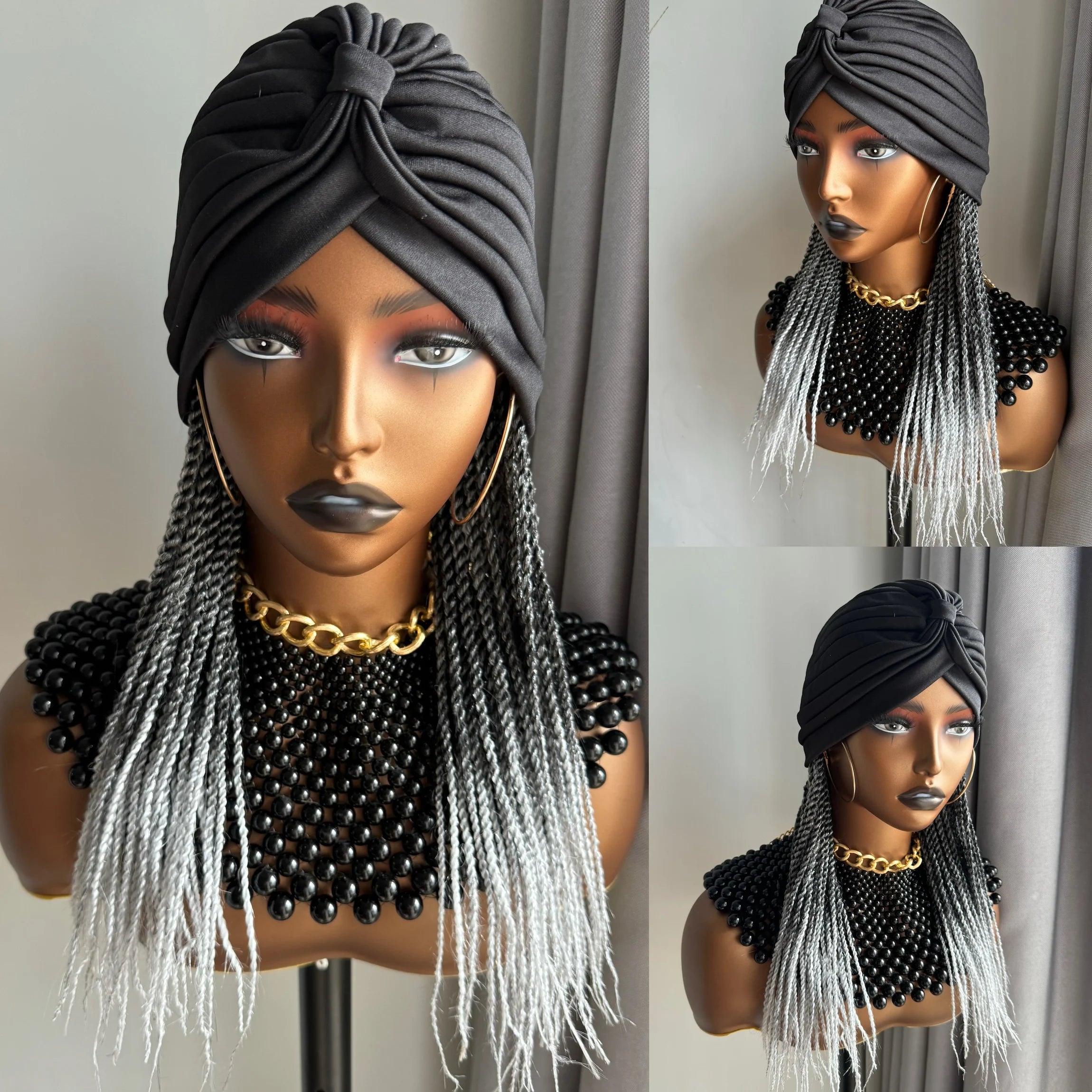 Peluca de diadema trenzada estilo Ombre