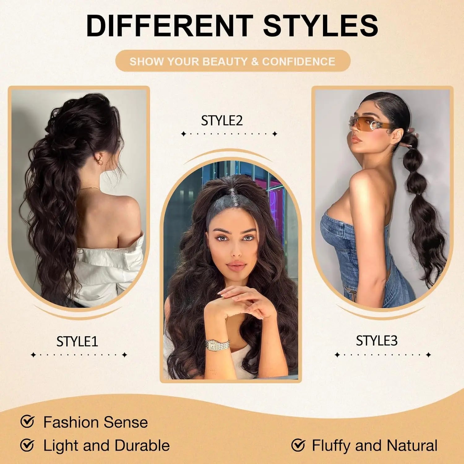 24inch Synthetic Drawstring Ponytail Extension For Women Long Afro Curly Fluffy Ponytail Clip in Hair Extensions For Daily Use