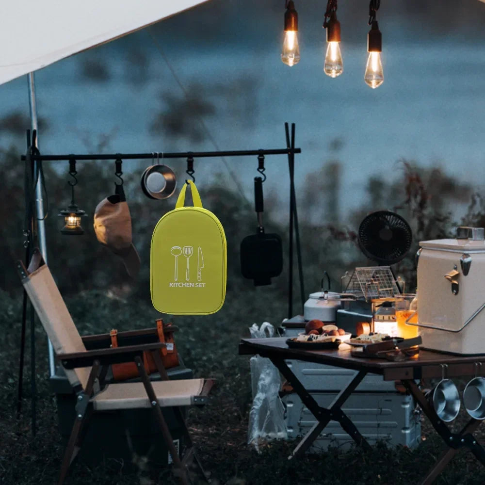 Bærbar utendørs camping kjøkkenutstyr oppbevaringspose piknikutstyr villmarksoverlevelsesutstyr slitesterkt husholdningsartikler isbøtte