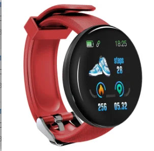 D18 Smart Watch – Heart Rate Monitor, Round Digital Fitness Watch for Men & Women (Band Included, Compare with D20/Y68)